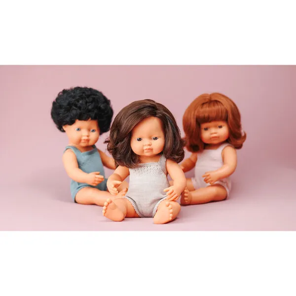 Miniland Colourful Edition Collection - Baby Doll Caucasian Brown Hair Girl 15