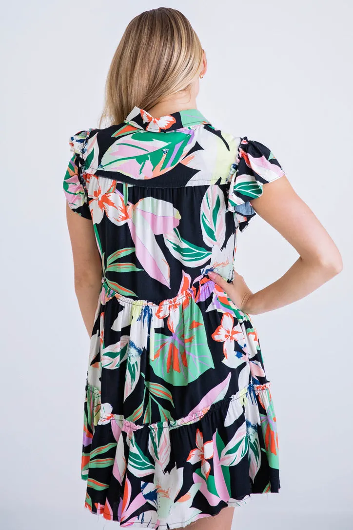 Multi Floral Abstract Dress