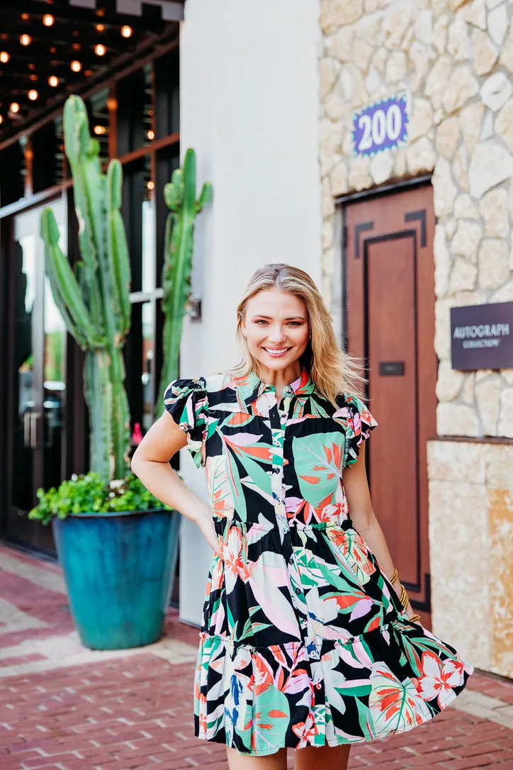 Multi Floral Abstract Dress