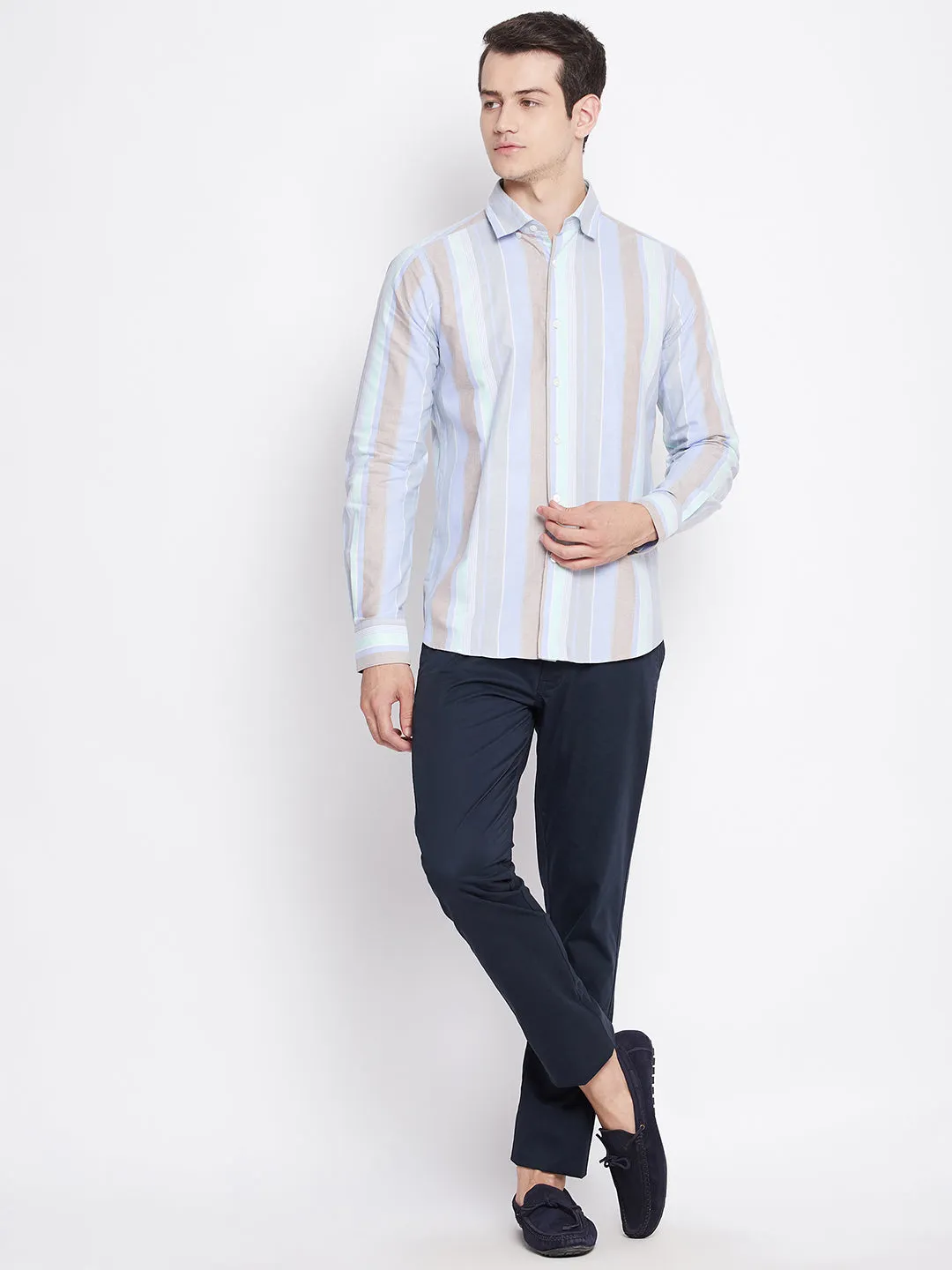 Multitrack Stripes Oxford Cotton Casual Shirt