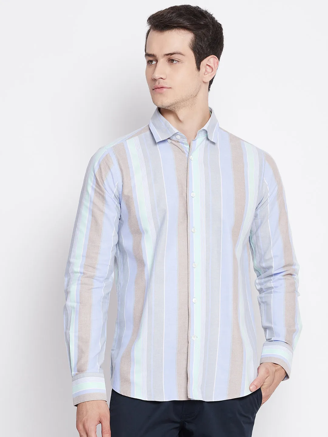 Multitrack Stripes Oxford Cotton Casual Shirt