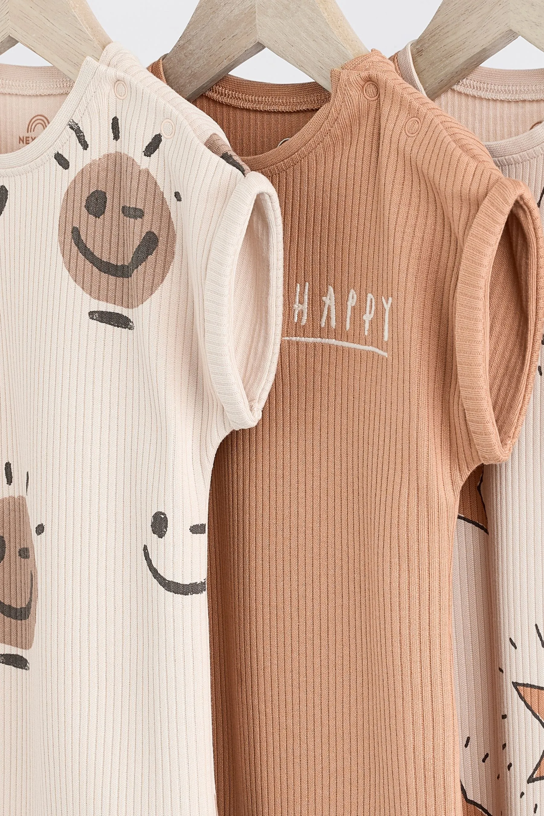 Neutral Happy Baby Jersey Rompers 3 Pack