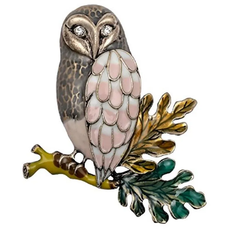 New Stylish Owl Bird Leaf Brooch Pin