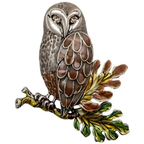 New Stylish Owl Bird Leaf Brooch Pin