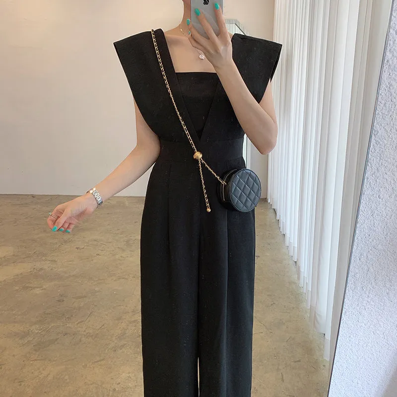 Overalls for Women Sleeveless Loose Wide Leg Pants Rompers Jumpsuits