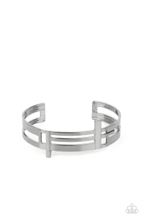 Paparazzi Barred Lines - Black Mens Bracelet