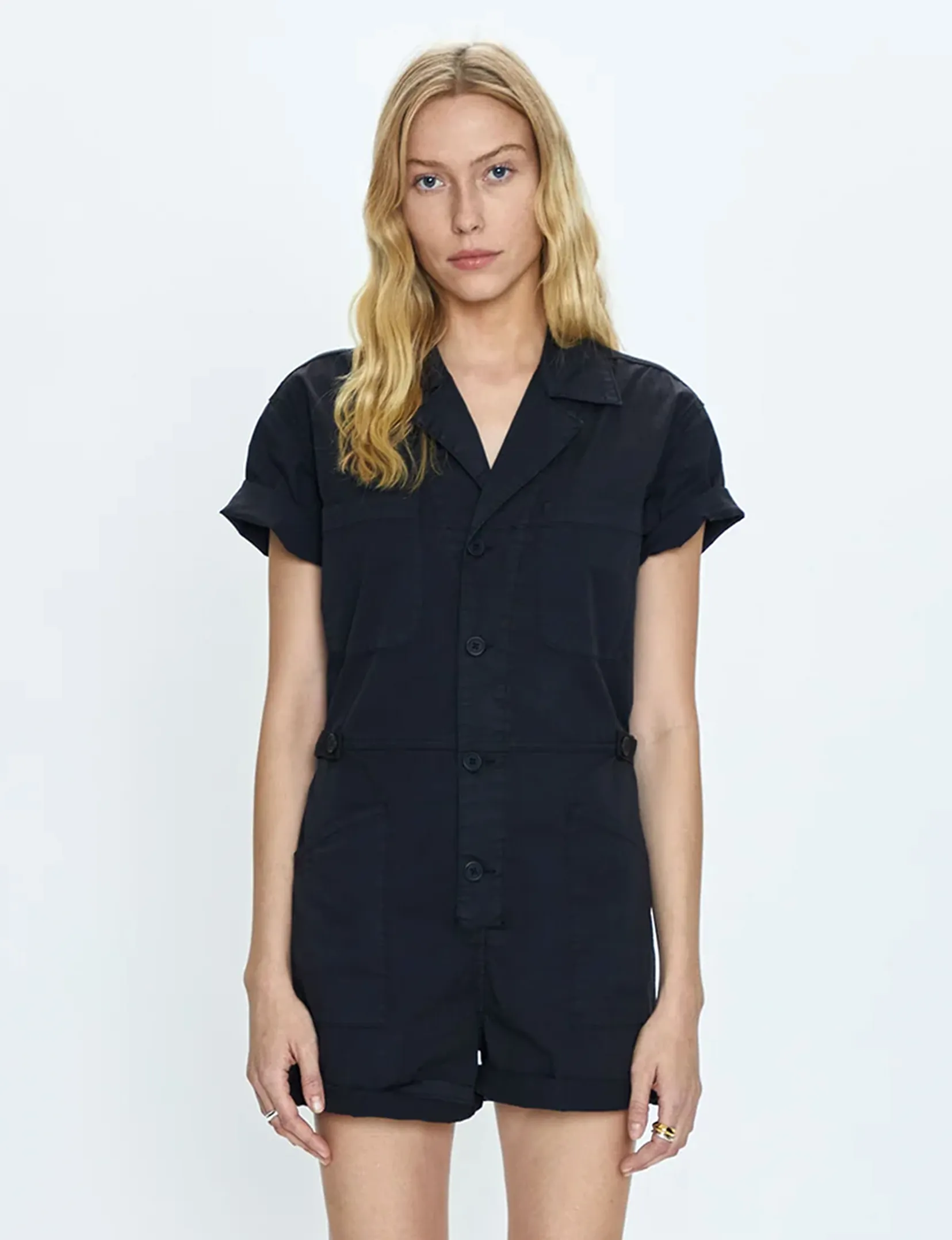 Parker Short Sleeve Romper, Fade To Black