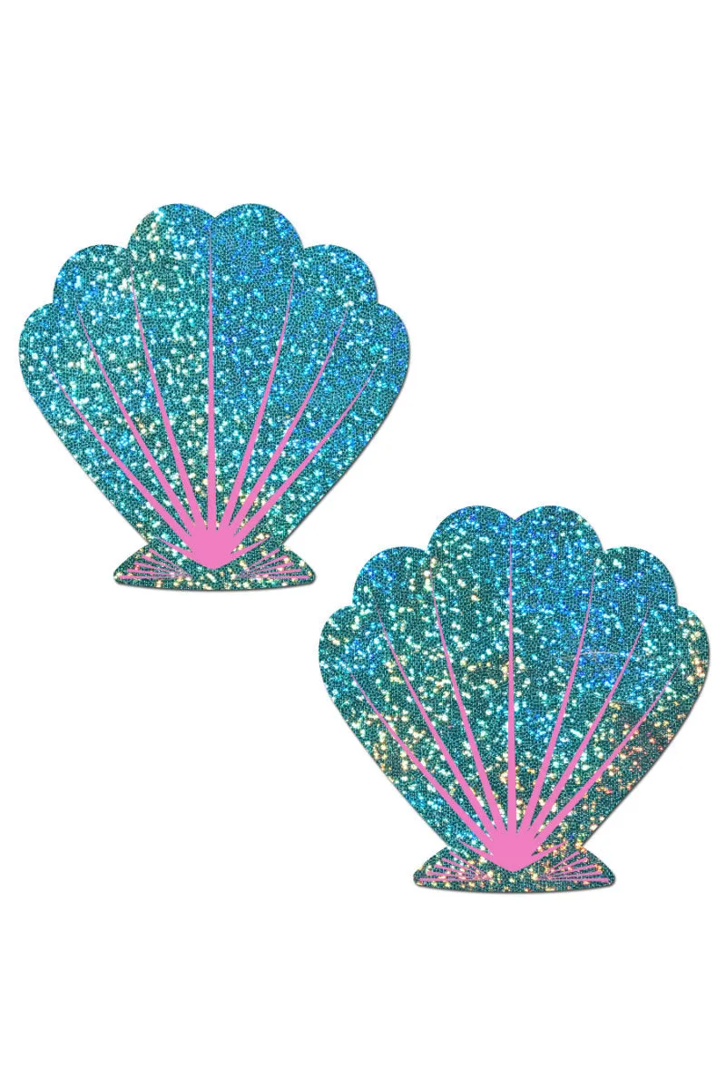 Pastease Seashell Nipple Pasties - Liquid Seafoam Green & Pink