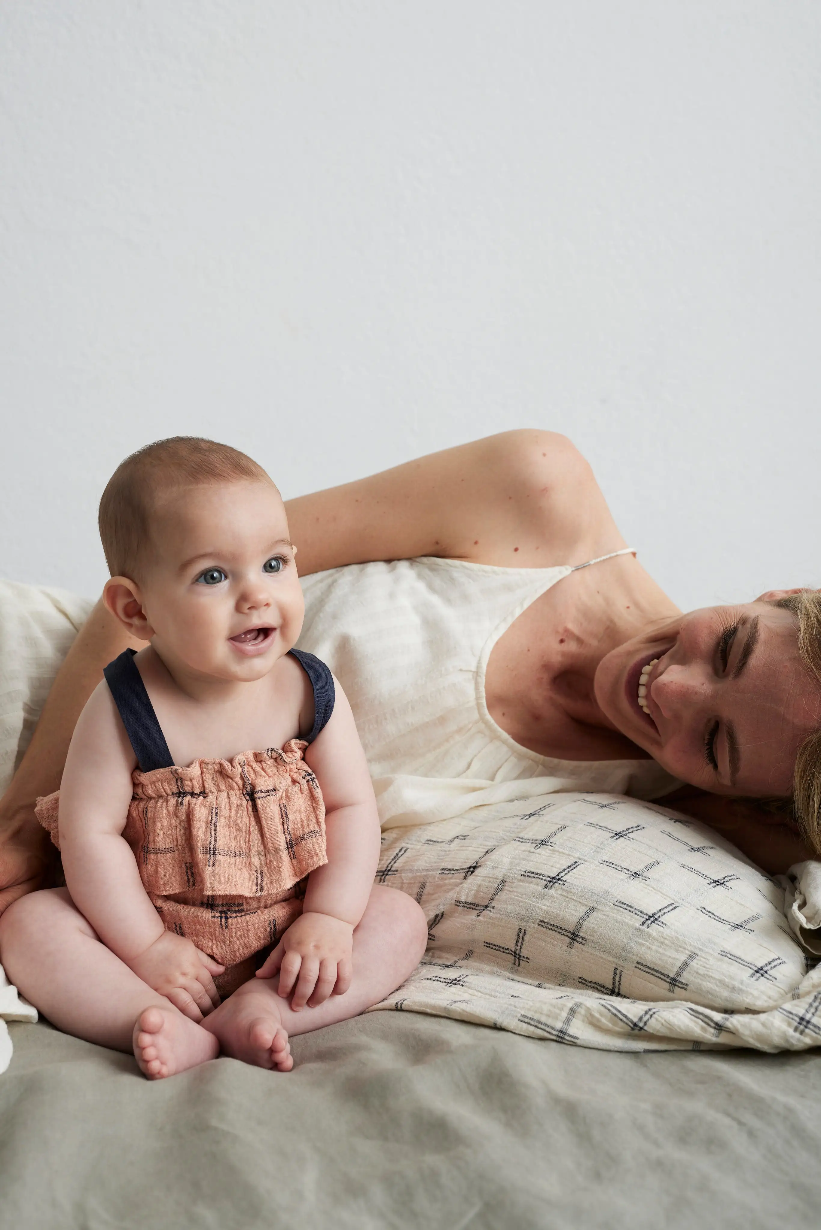 Pink Plaid Muslin Baby Romper