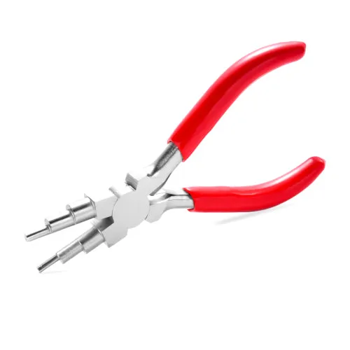 Pliers, Carbon Steel Jewelry Pliers, 6-Step Bail Making, Wire Looping, Pliers, Red, 153mm