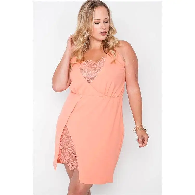 Plus Size Lace Detail Bodycon Mini Dress