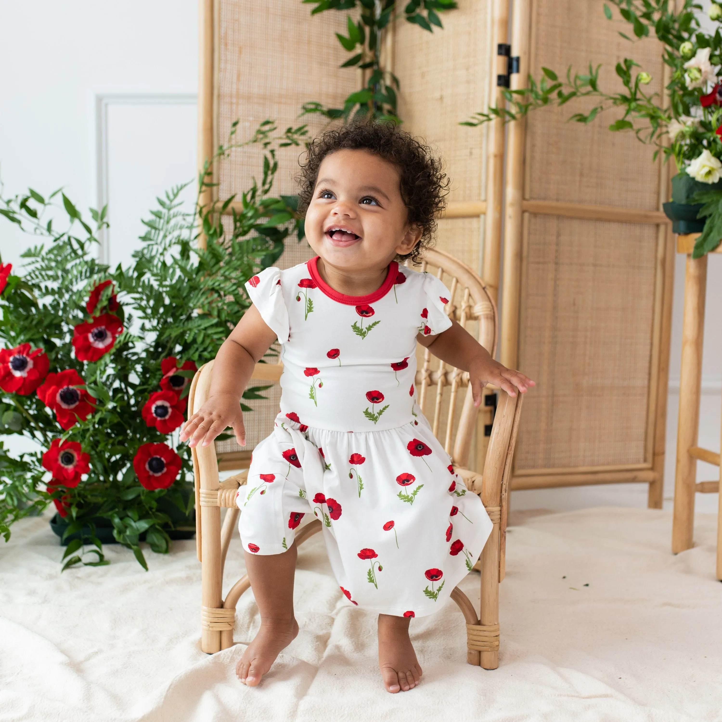 Pocket Dress in Cloud Poppies