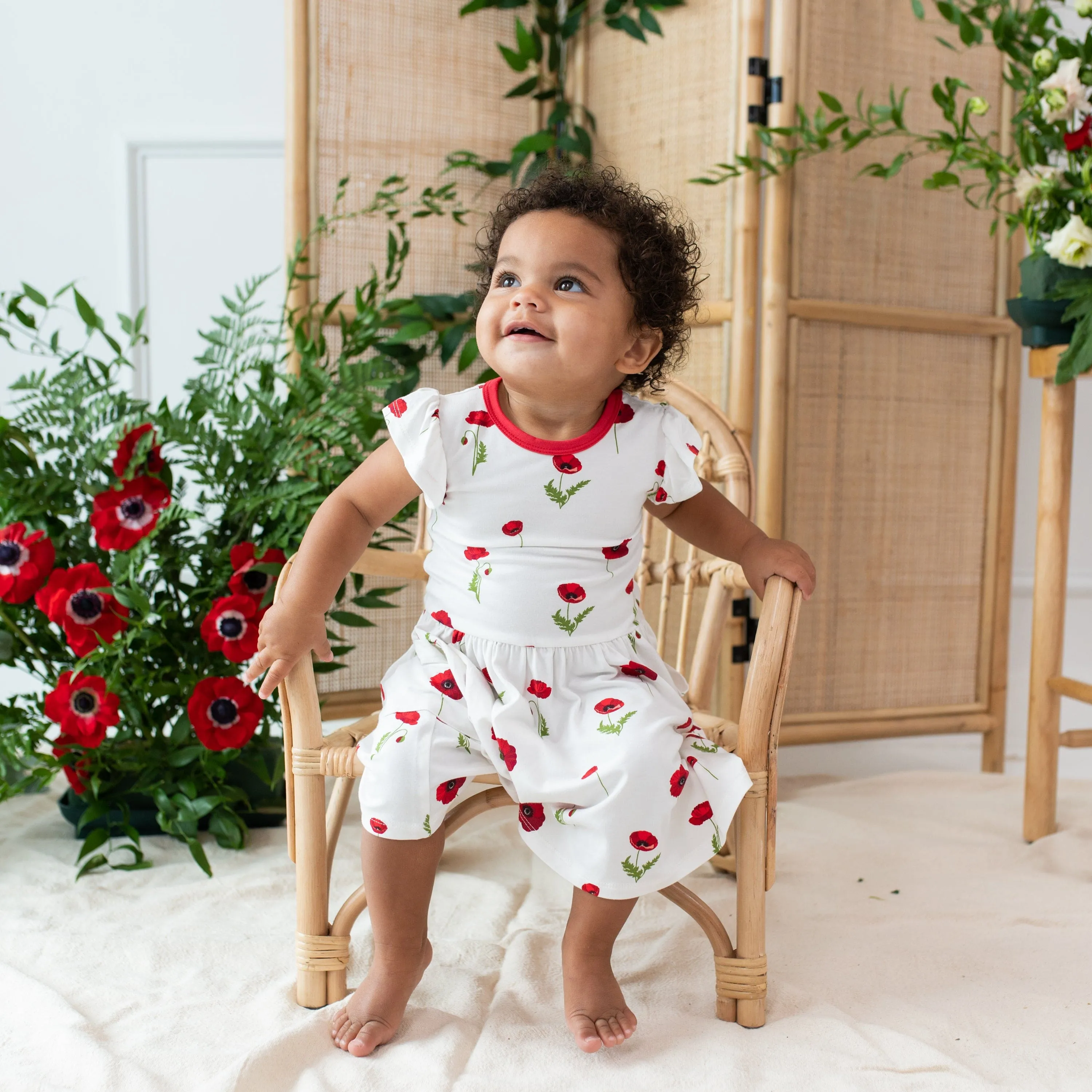 Pocket Dress in Cloud Poppies