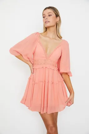 Rayon Flutter Sleeved Ruffle Mini Dress