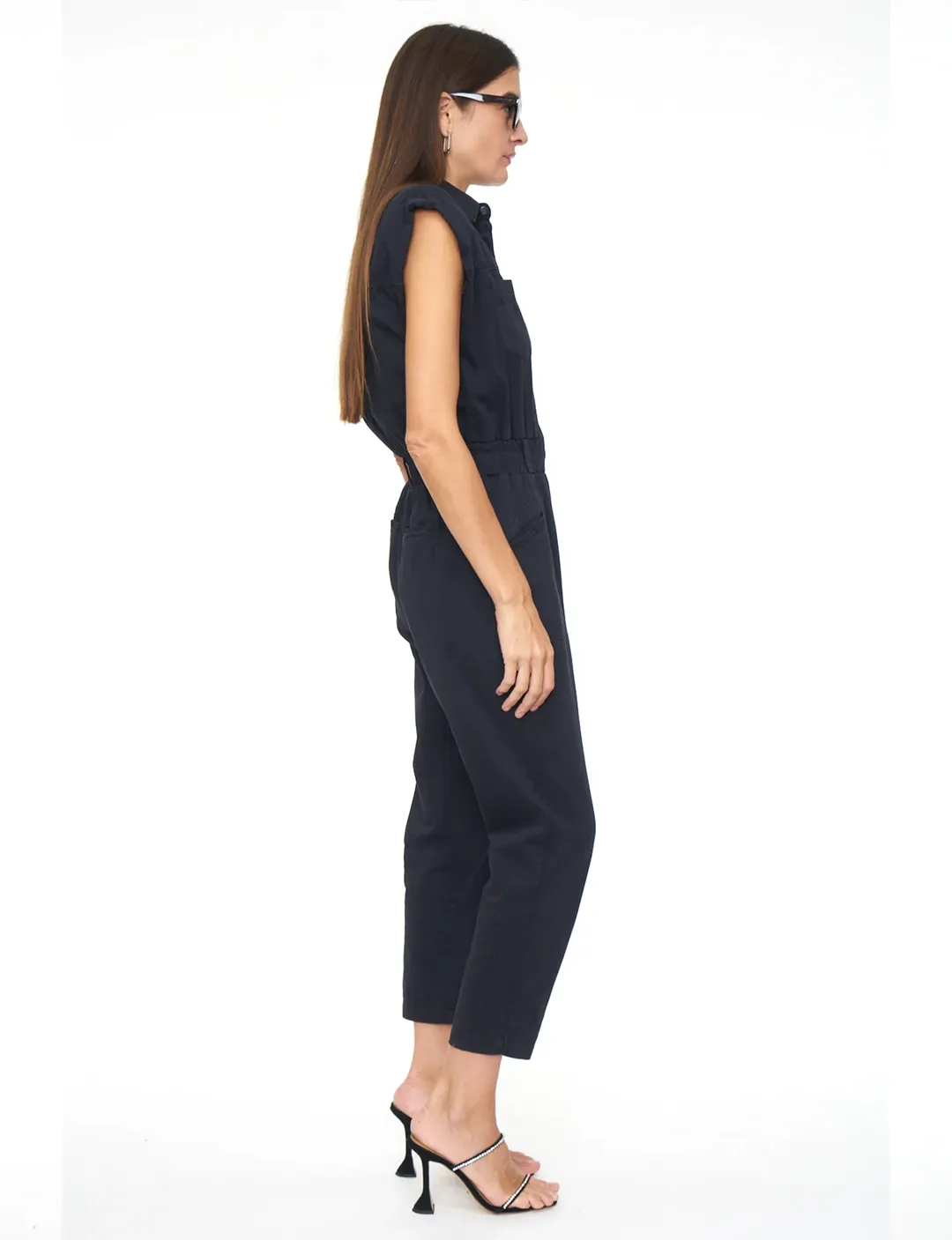 Rosie Shoulder Pad Jumpsuit, Fade To Black