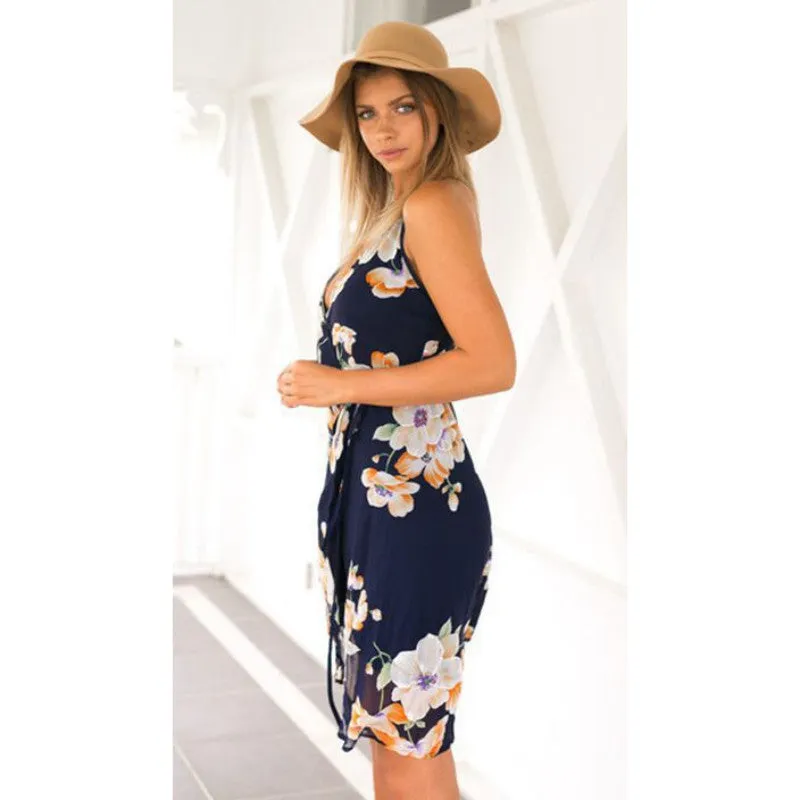 Sexy Women Deep V-Neck BOHO Evening Party Dress Off the Shoulder Beach Casual Dresses Sundress SM6