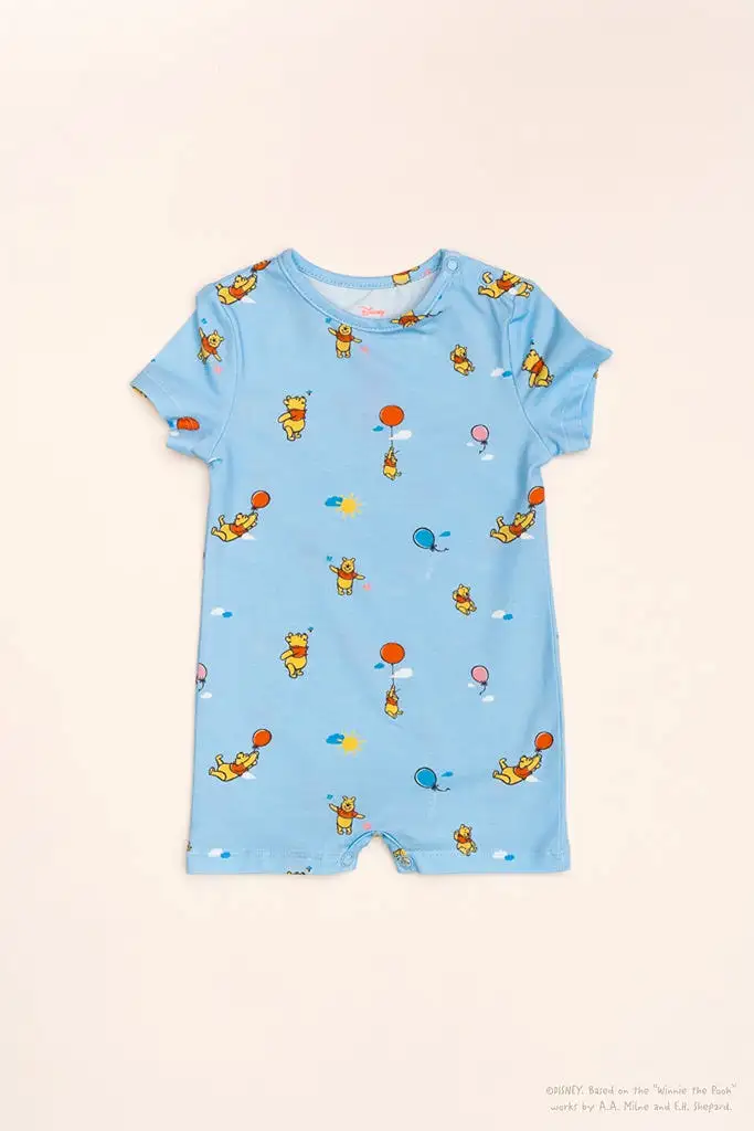 Short-Sleeve Romper - Blue Balloon Pooh (3M, 9M left!)