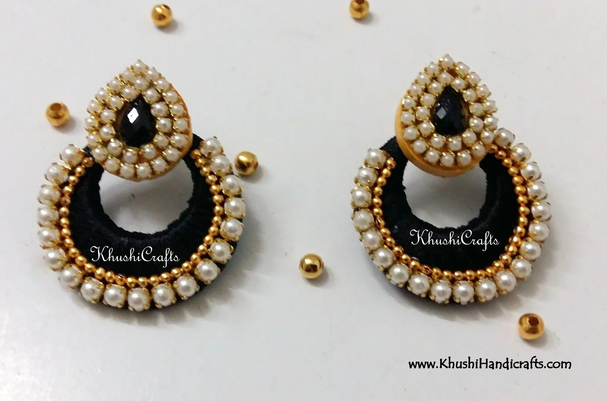 Silk Thread Chandbali with Pearl work