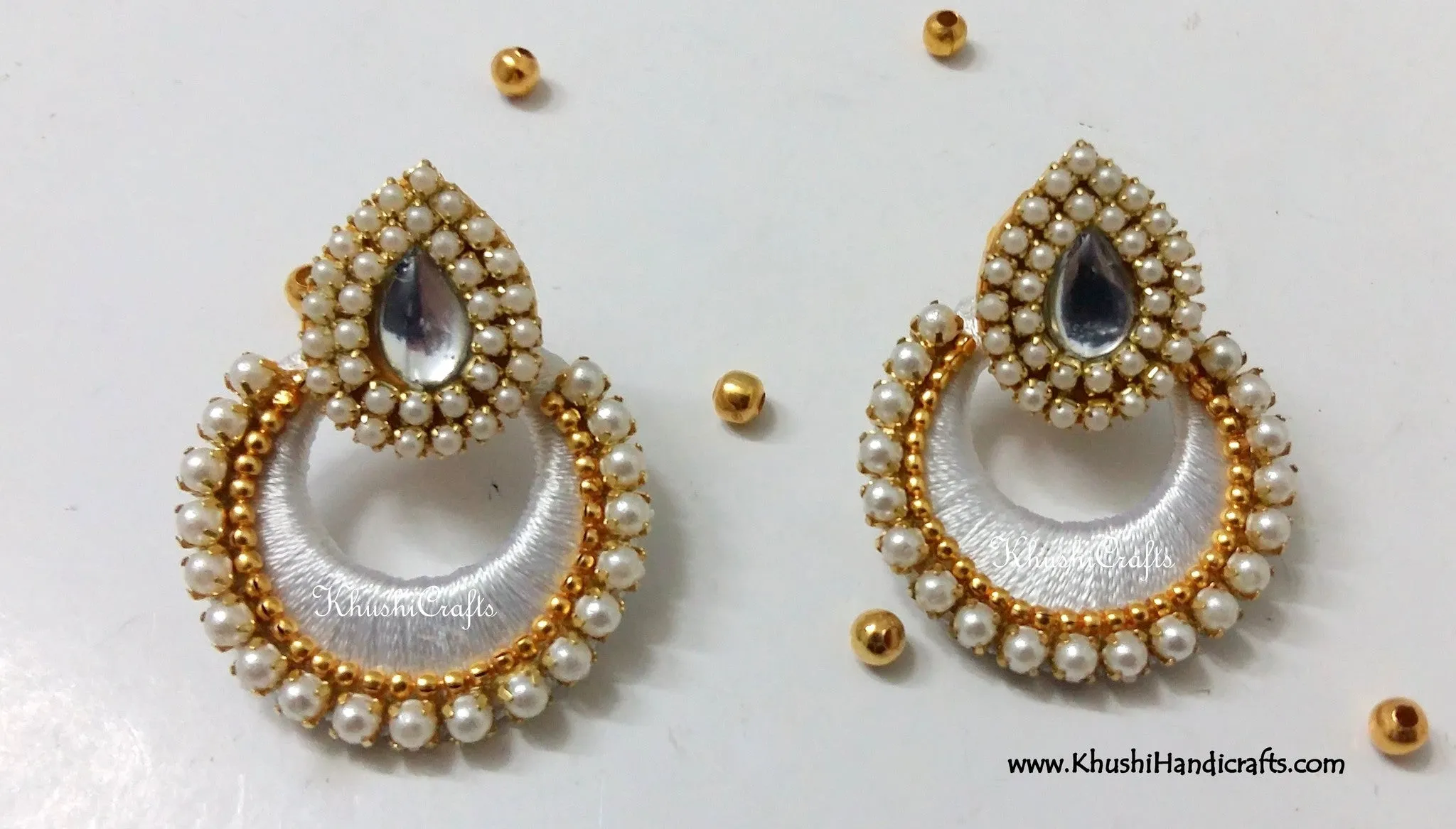 Silk Thread Chandbali with Pearl work