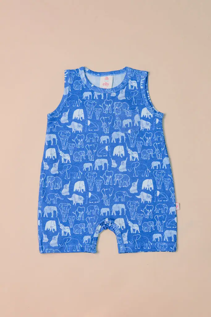 Sleeveless Romper - Blue Elephant Families