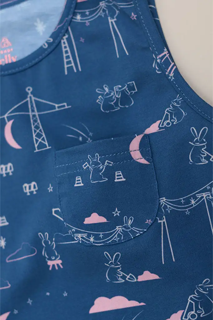 Sleeveless Romper - Blue Nightfall Bunnies (3M left!)