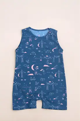 Sleeveless Romper - Blue Nightfall Bunnies (3M left!)