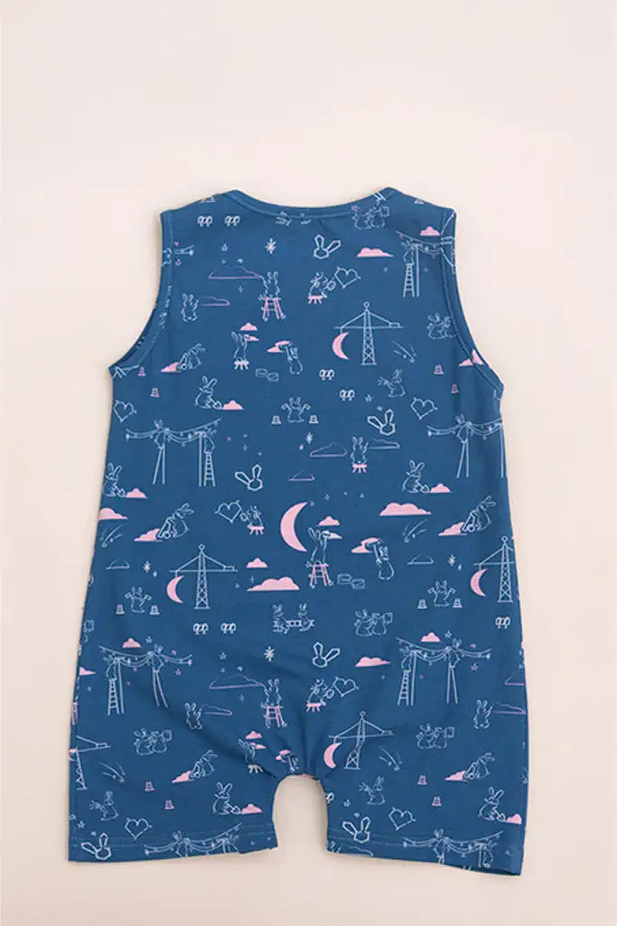 Sleeveless Romper - Blue Nightfall Bunnies (3M left!)