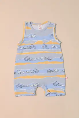 Sleeveless Romper - Grey Animal March