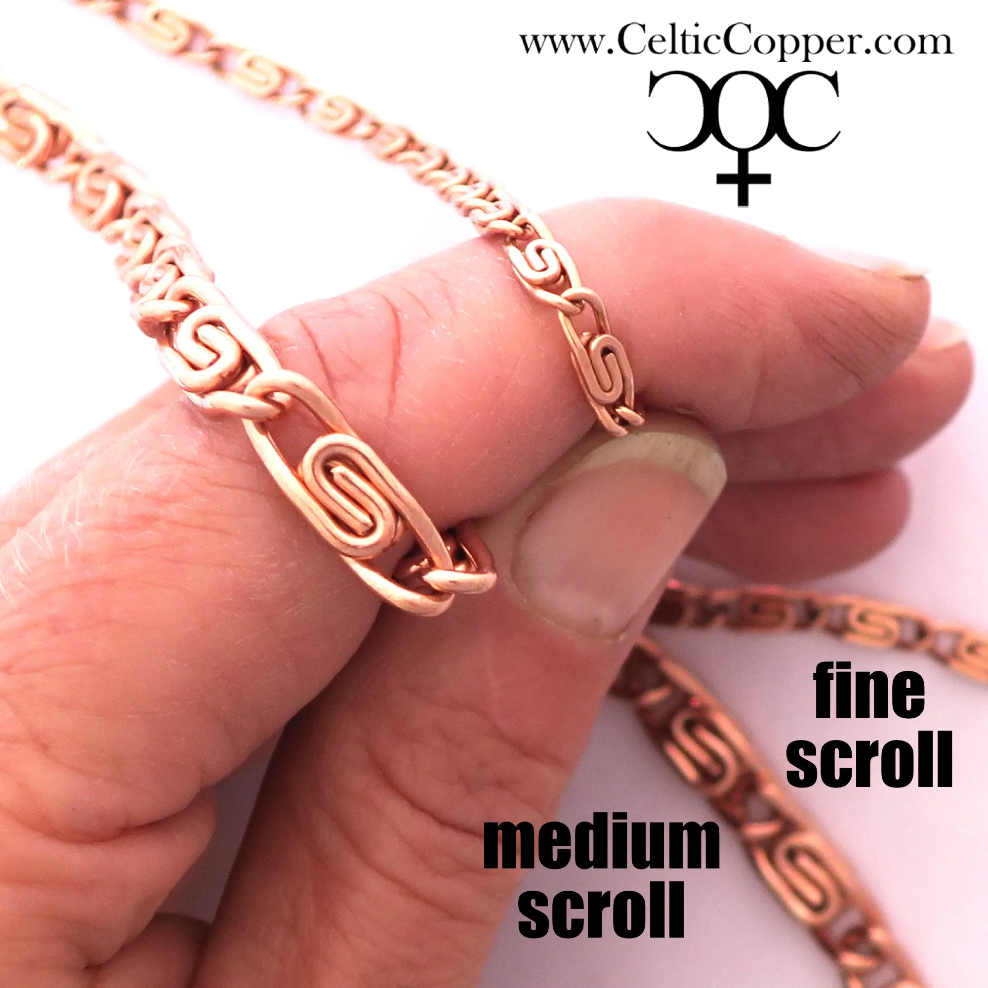 Solid Copper Anklet Set Celtic Scroll Chain Anklets AC61S Adjustable Matching Copper Ankle Chains