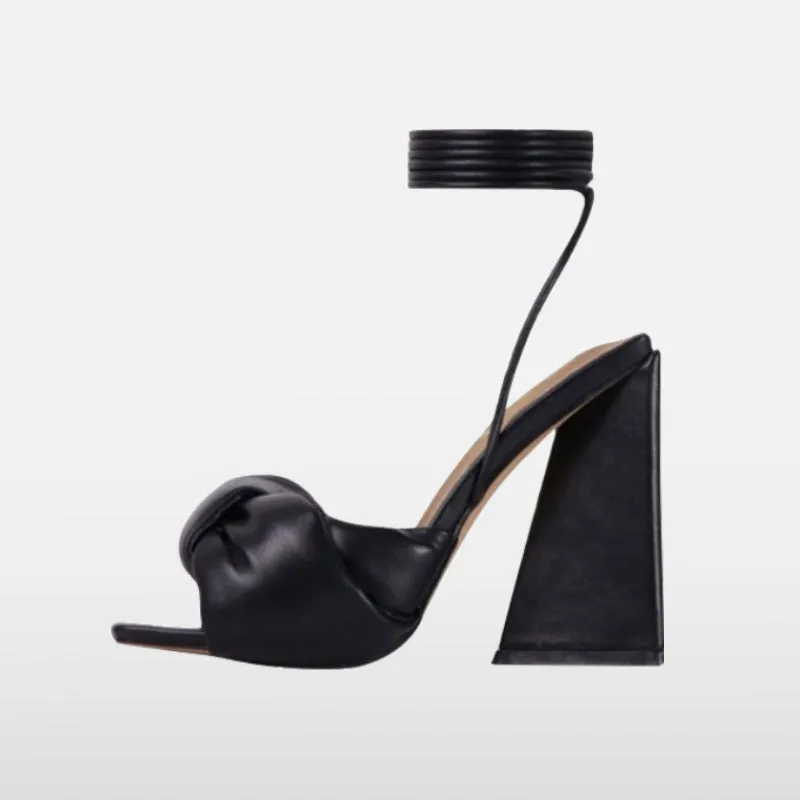 Square Toe Sandals Ankle Heel