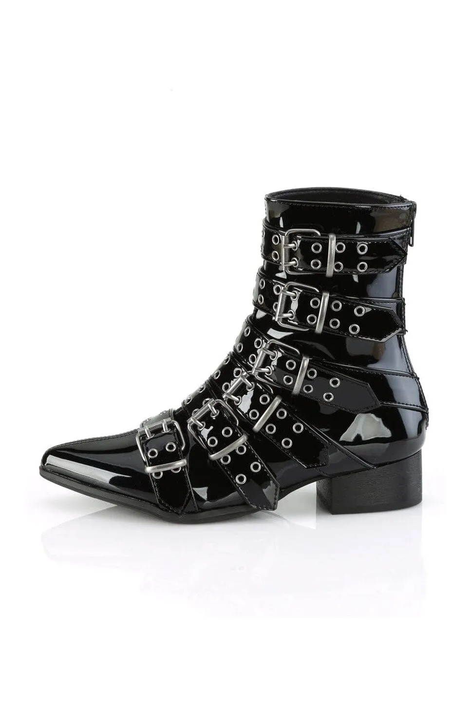 SS-WARLOCK-70 Black Patent Knee Boot