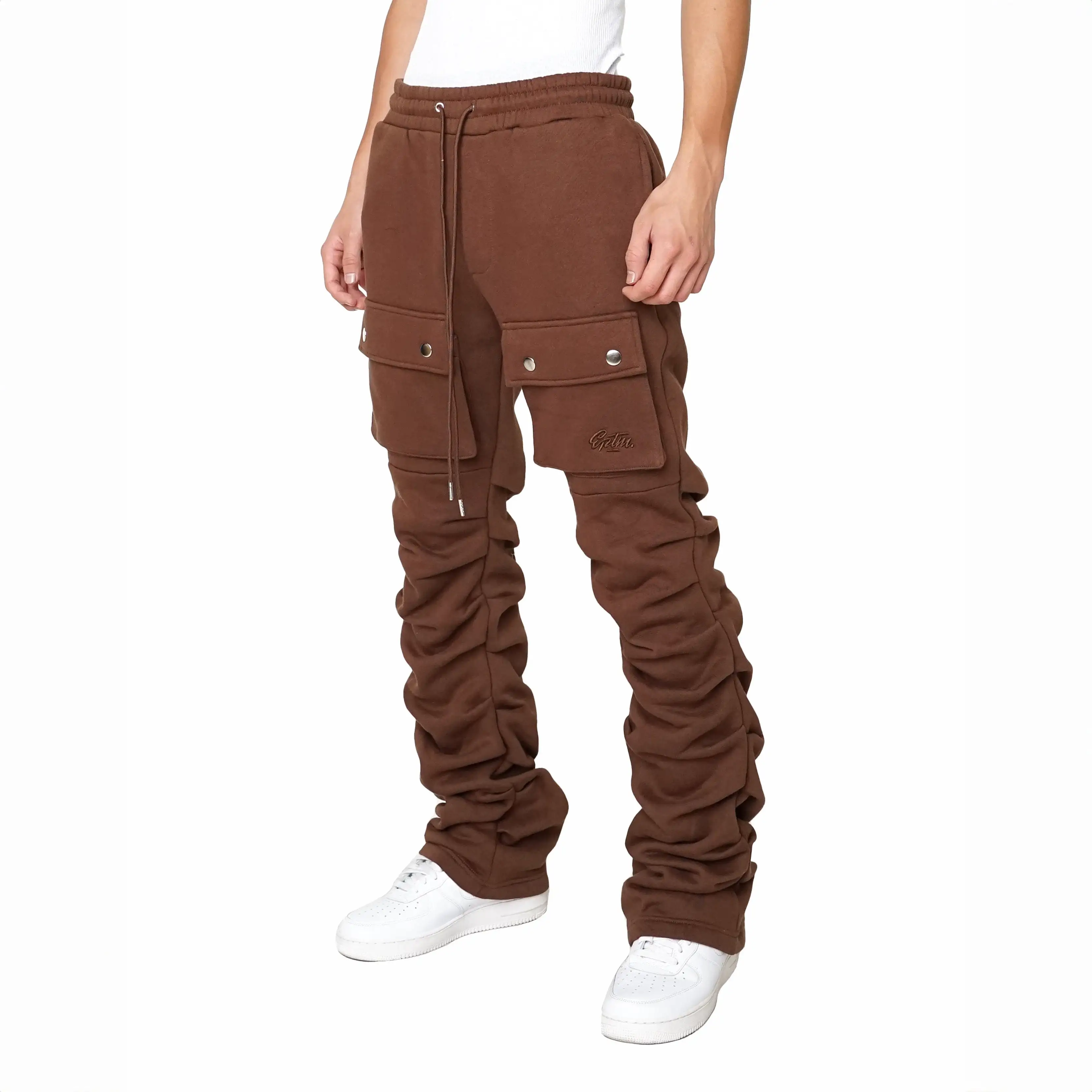 Stacked Cargo Sweatpants Brown