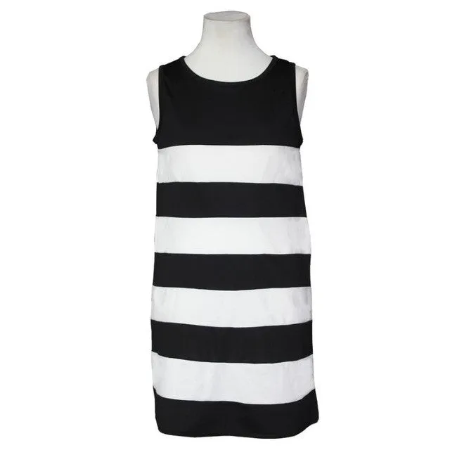 Style  Women Dress Black And White Striped Elegant A-Line Mini Beach  Dress Casual Dresses Women Vestidos YD10 SM6