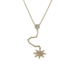 Stylish Cubic Zirconia Star Rosary Necklace Gold Plated