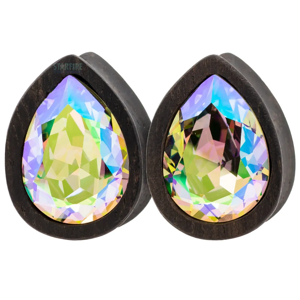 Teardrop Swarovski Plugs in Wood - Paradise Shine