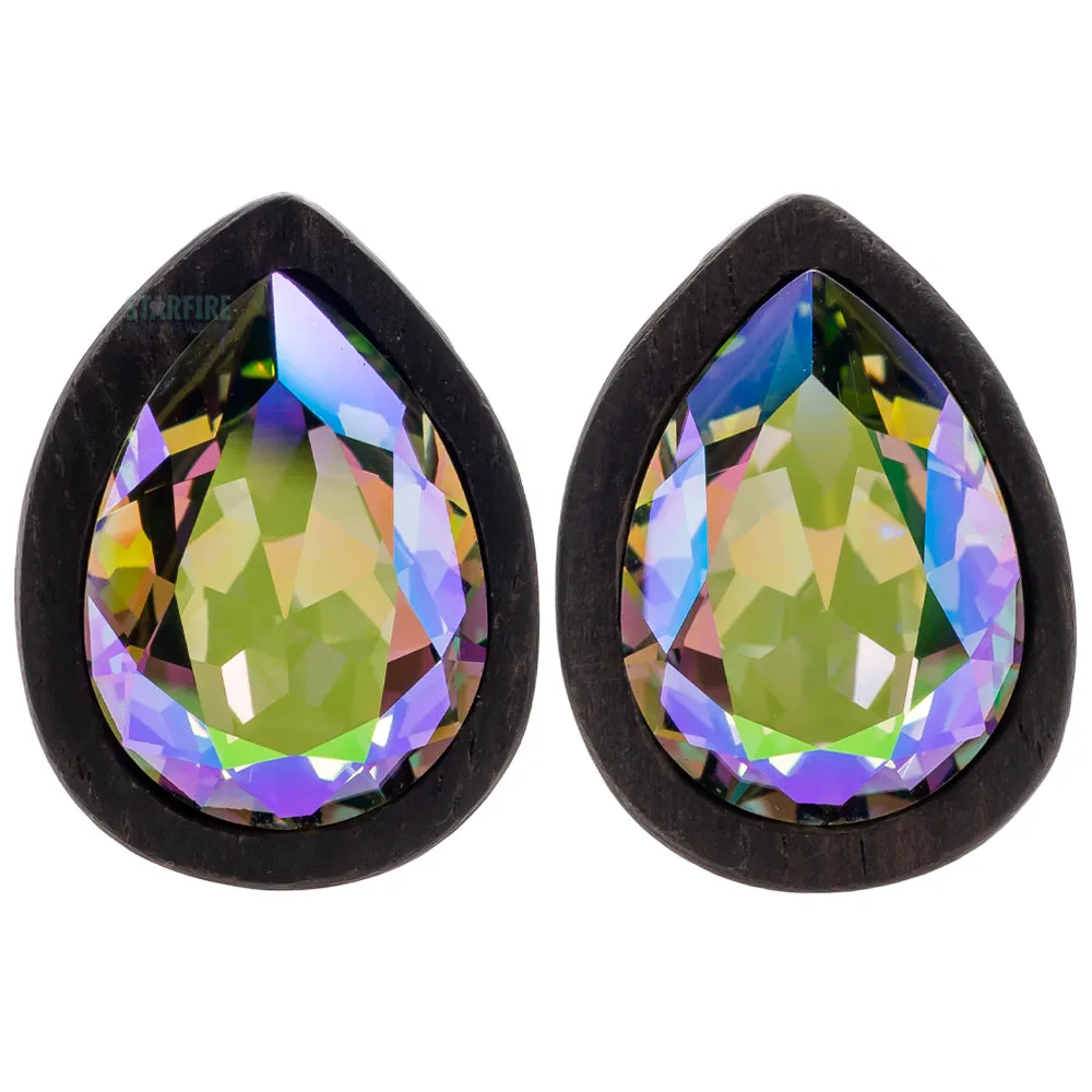 Teardrop Swarovski Plugs in Wood - Paradise Shine