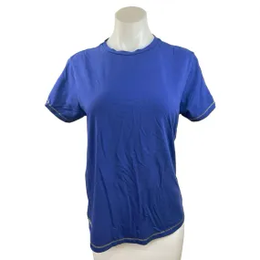 Terez Blue Round Neck Short Sleeve Knit Pullover Activewear Casual Shirt Top S