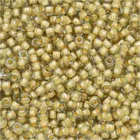 Toho Seed Beads, Round 11/0 #369 'Black Diamond/Orange Creme Lined', 8 Grams