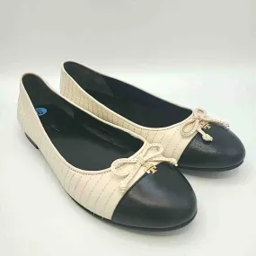 TORY BURCH Beige Black Leather Ballet Flat Shoe Size 6 Shoes