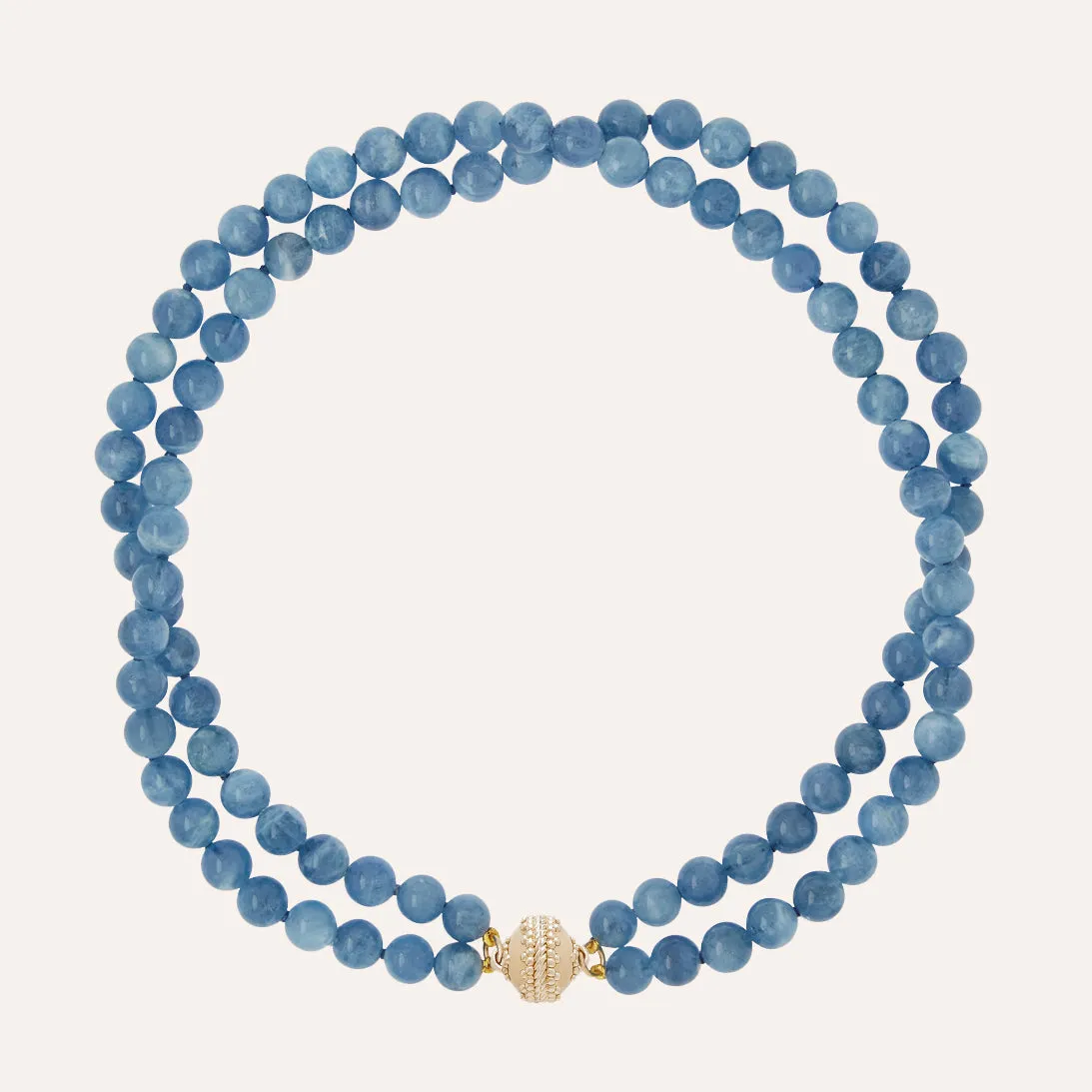 Victoire Dark Aquamarine 8mm Double Strand Necklace