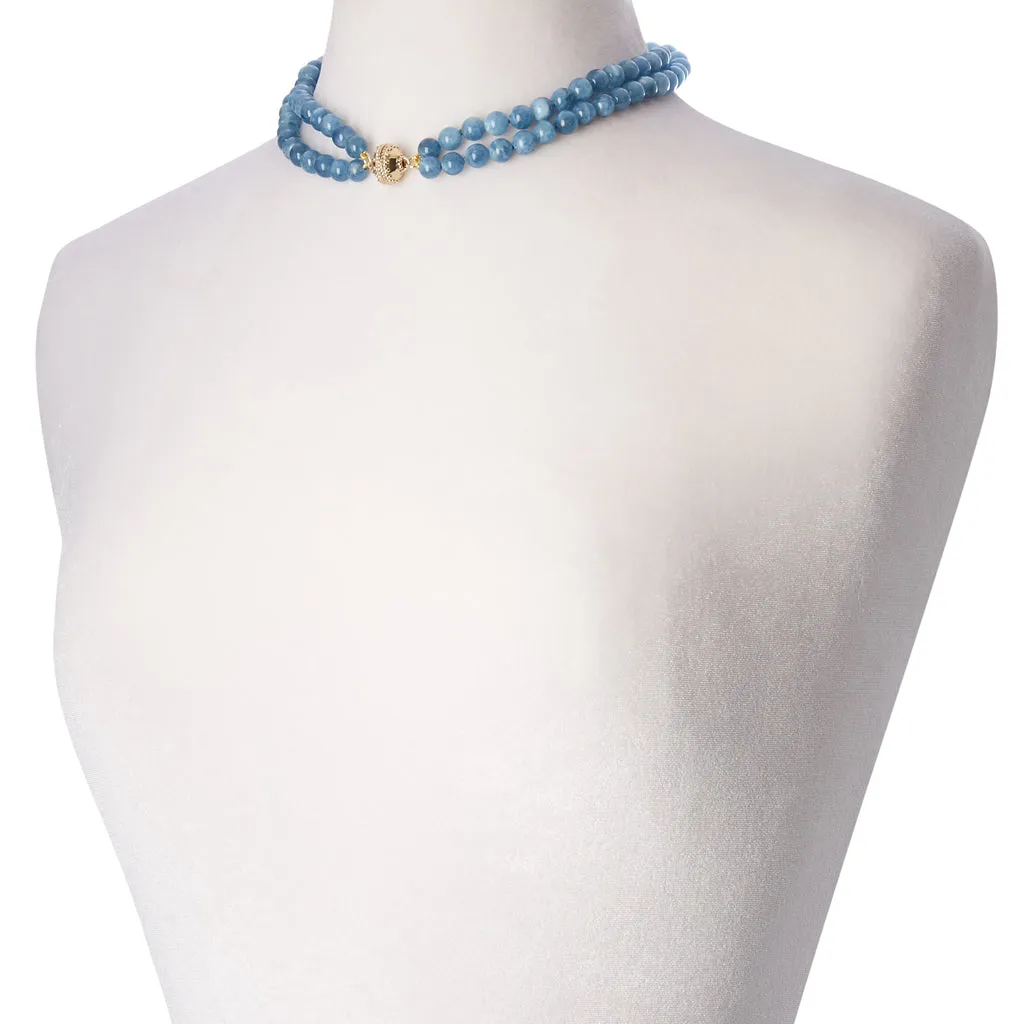 Victoire Dark Aquamarine 8mm Double Strand Necklace