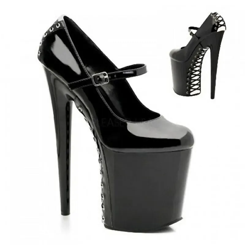 Women's Sexy Fashion Buckle Strap Round Toe High Heel Pump Shoes