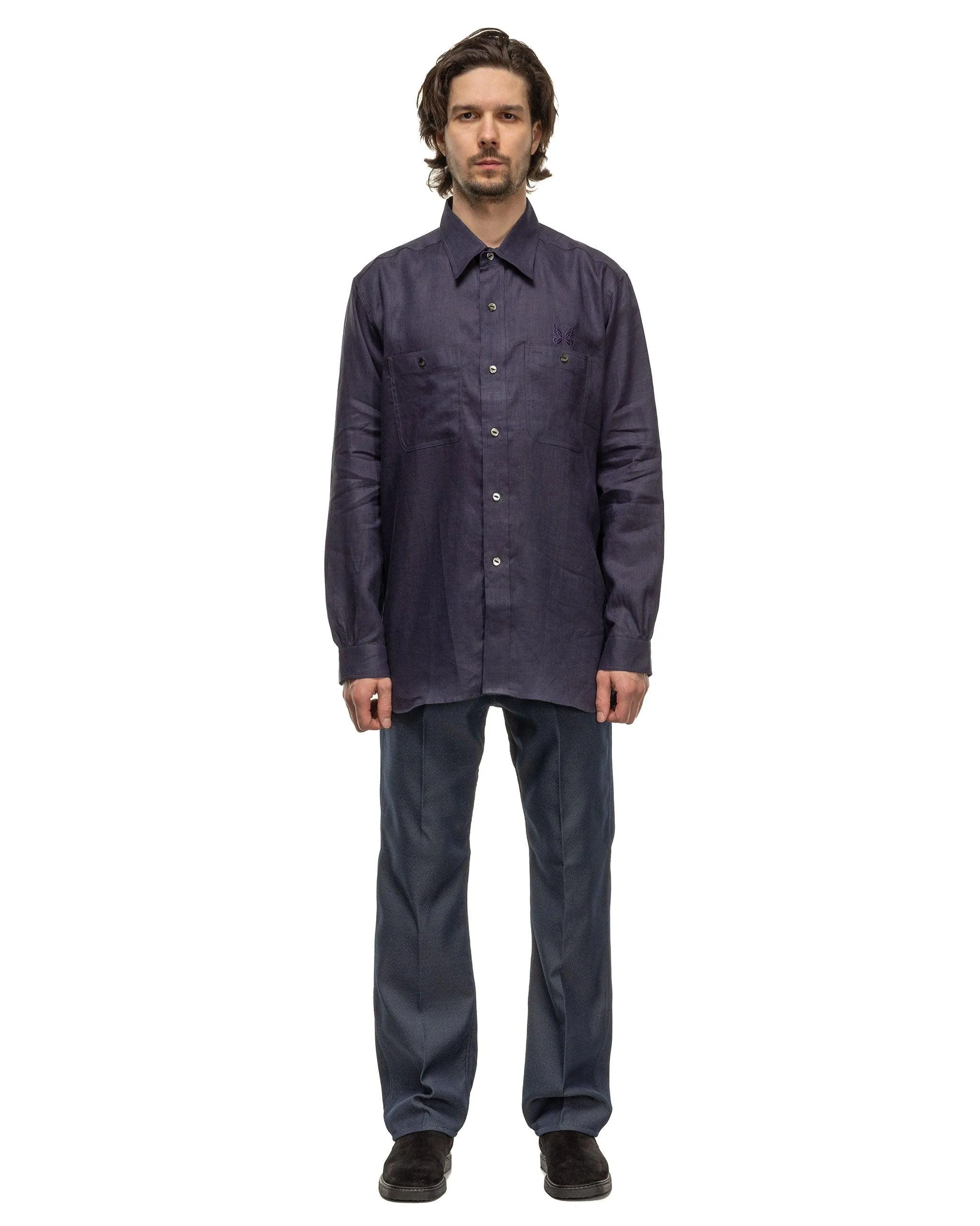 Work Shirt - Linen Canvas Purple