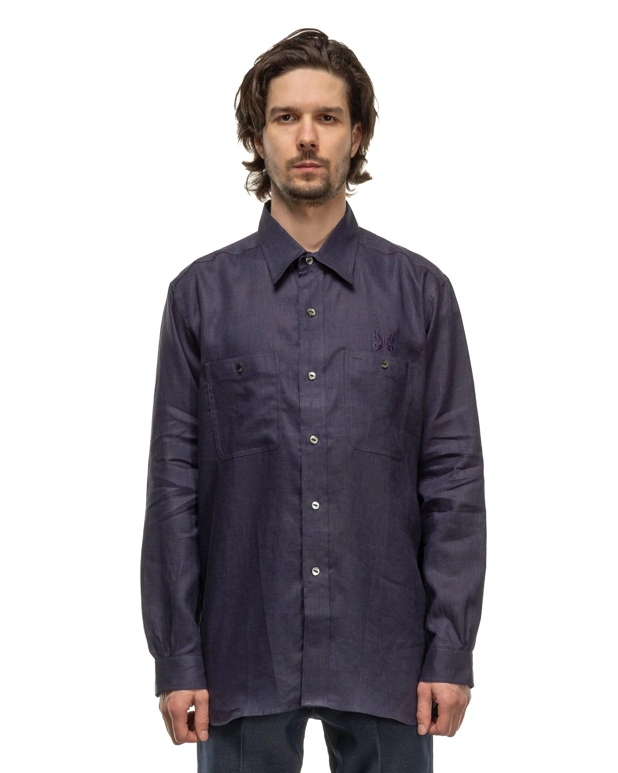 Work Shirt - Linen Canvas Purple