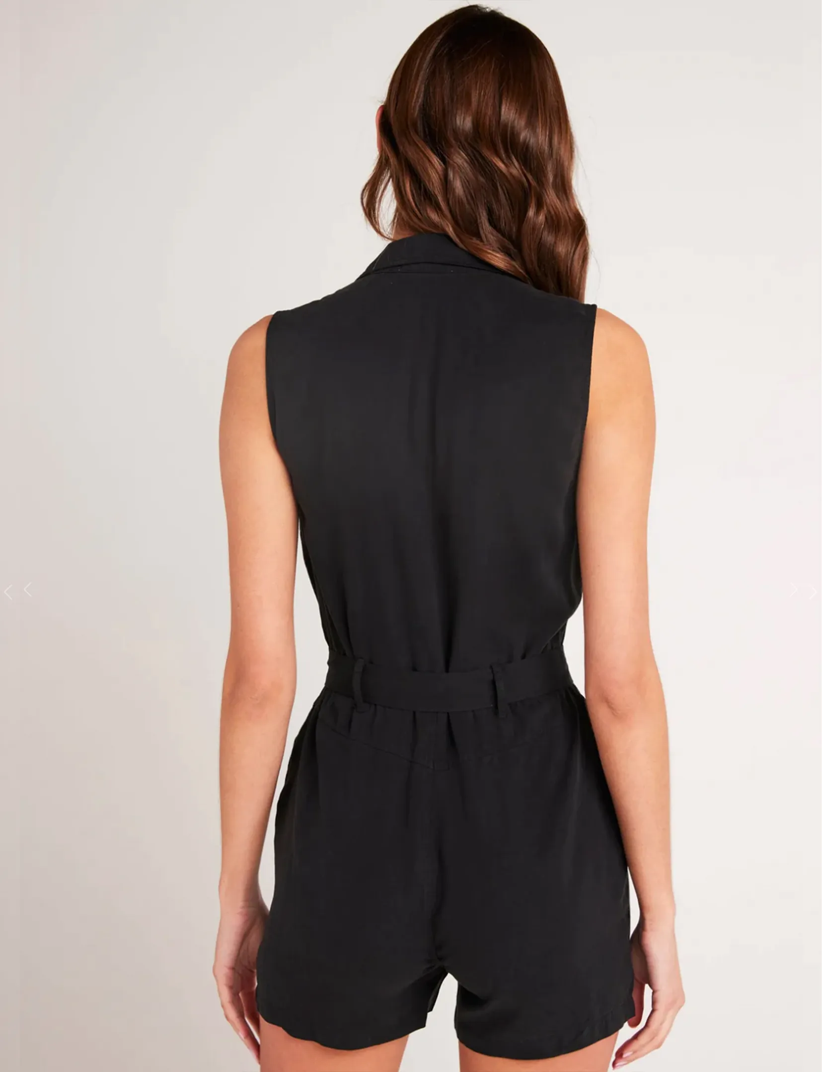 Zip Front Romper, Vintage Black